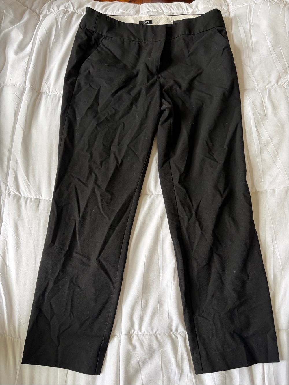 LOFT Black Straight-Leg Work Pants